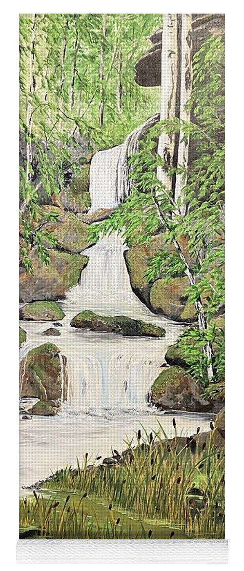 Waterfalls Yoga Mat featuring the painting Spirit Falls by Sharon Duguay