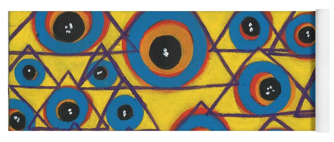 Yellow Yoga Mat featuring the painting Spirit Guides by Esoteric Gardens KN