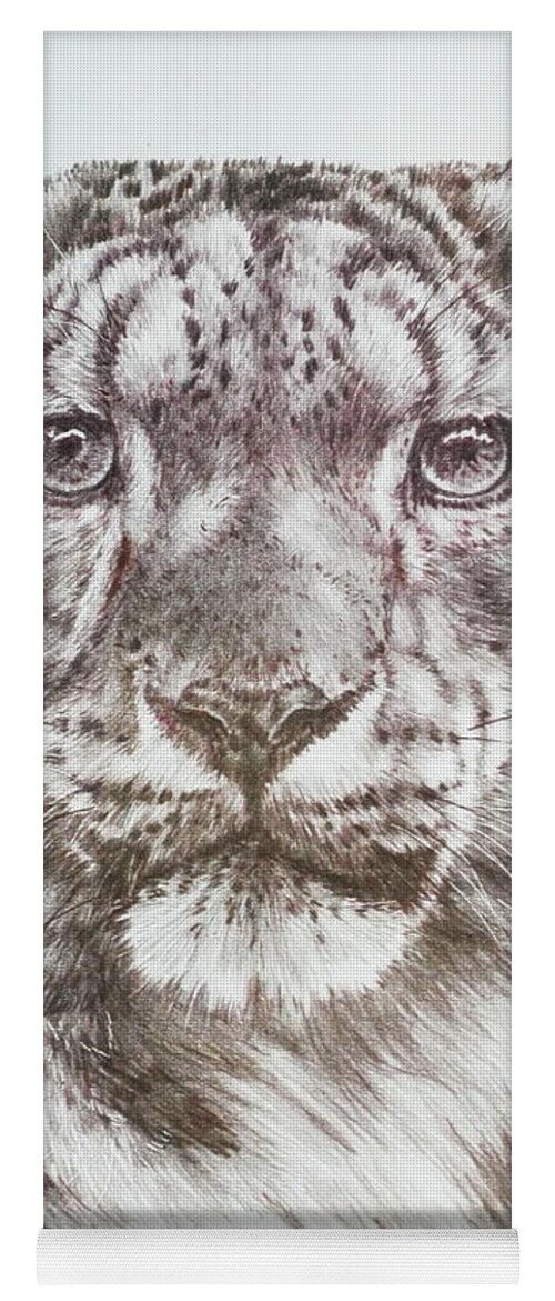 Snow Leopard Yoga Mat featuring the drawing Splendid by Barbara Keith