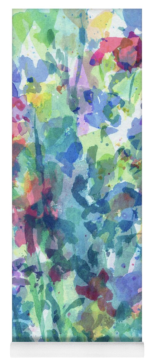 Abstract Flowers Yoga Mat featuring the painting Splish Splash Abstract Cool Flowers The Burst Of Multicolor Watercolor Contemporary I by Irina Sztukowski