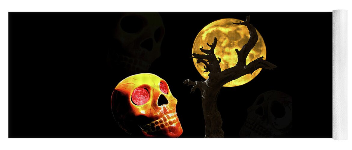 Skull Yoga Mat featuring the photograph Spooky Night by Shane Bechler