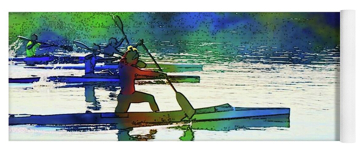 Artwork Yoga Mat featuring the digital art Sports spirit on the water kayakers by Leonida Arte
