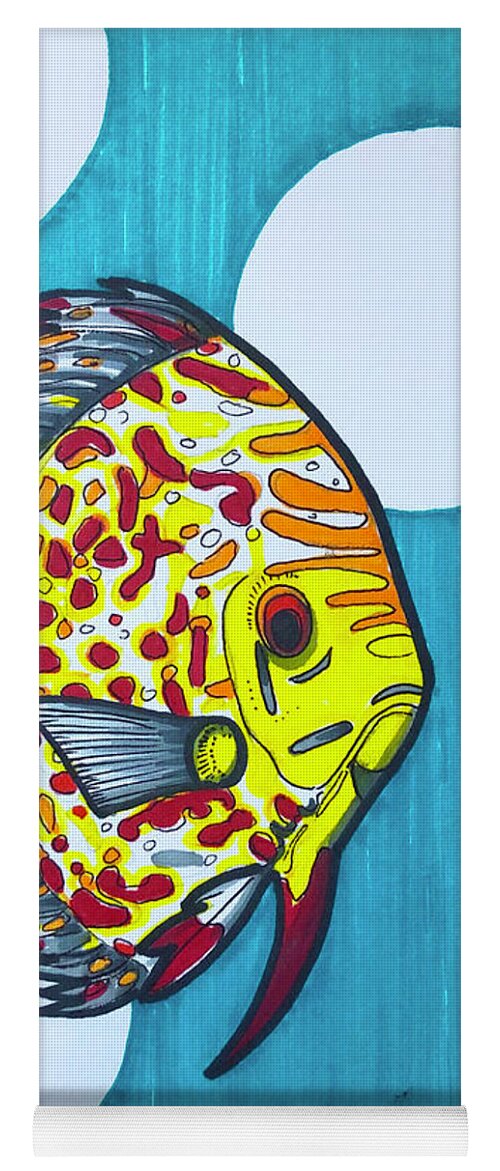 Discus Fish Yoga Mat featuring the drawing Spotted Discus Fish by Creative Spirit