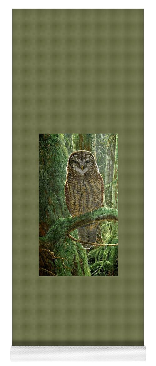 Spotted Owl Yoga Mat featuring the painting Spotted Owl by Barry Kent MacKay