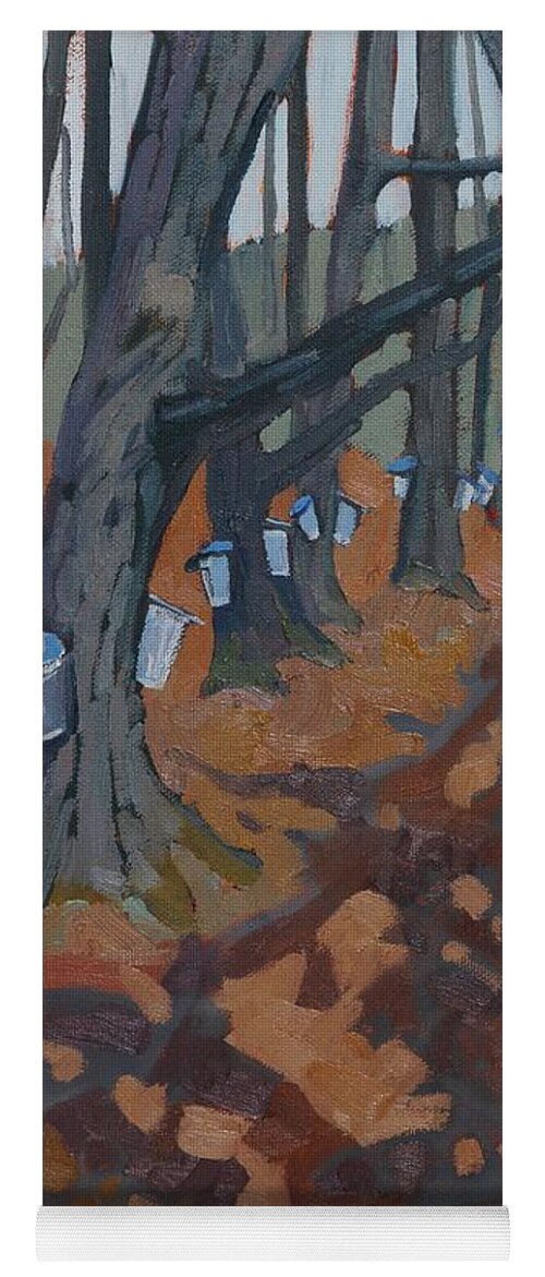 2635 Yoga Mat featuring the painting Spring in the Maple Woods by Phil Chadwick
