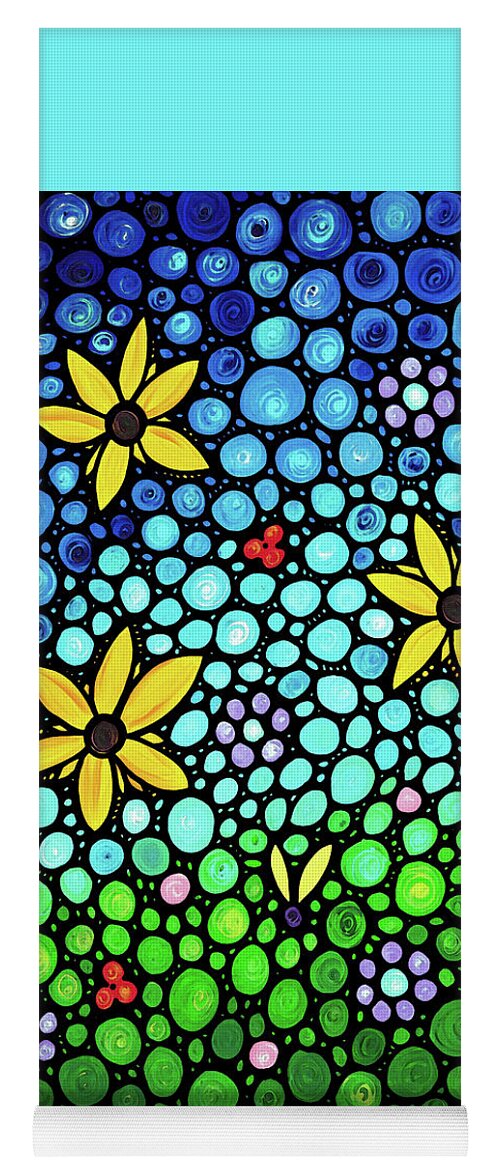 Floral Yoga Mat featuring the painting Spring Maidens Large Size Flower Mosaic Art by Sharon Cummings