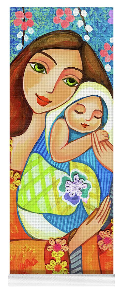 Mother And Child Yoga Mat featuring the painting Spring Mother by Eva Campbell