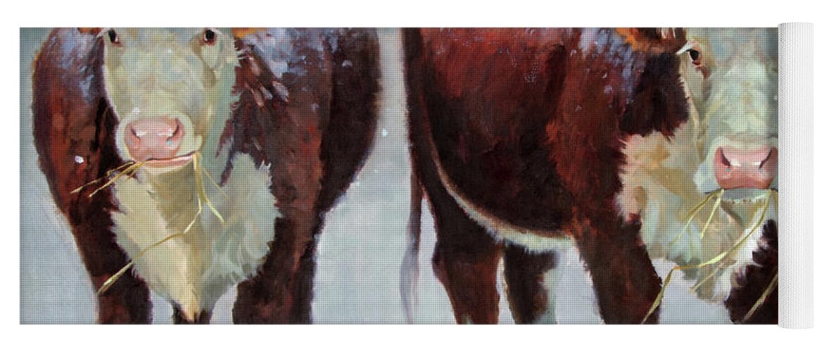 Ranch Animals Yoga Mat featuring the painting Spring Snow by Carolyne Hawley