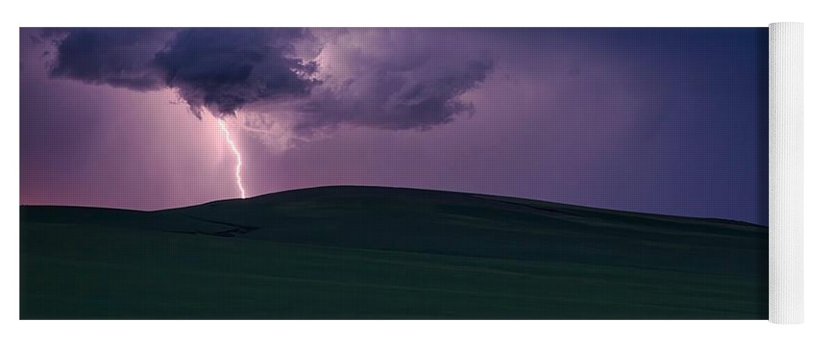 Spring Storm And Lightening Yoga Mat featuring the photograph Spring storm and lightening by Lynn Hopwood