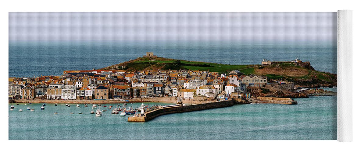 Coast Yoga Mat featuring the photograph St Ives Harbour Cornwall South West Coast Path by Sonny Ryse