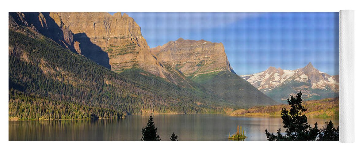 Glacier National Park Yoga Mat featuring the photograph St. Mary Lake Calm Morning by Jack Bell