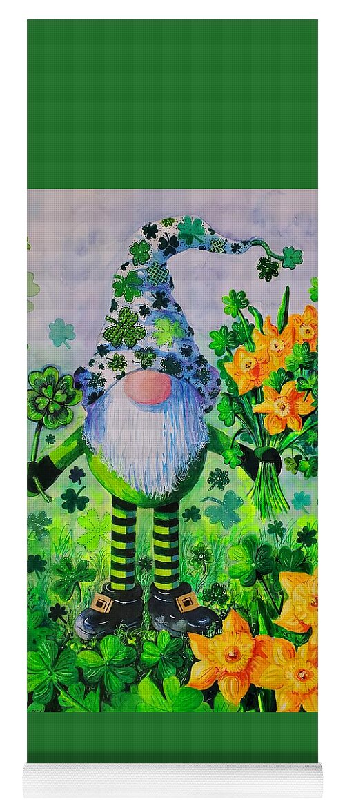 St. Patrick's Day Yoga Mat featuring the painting St. Patrick's Day Gnome by Diane Phalen