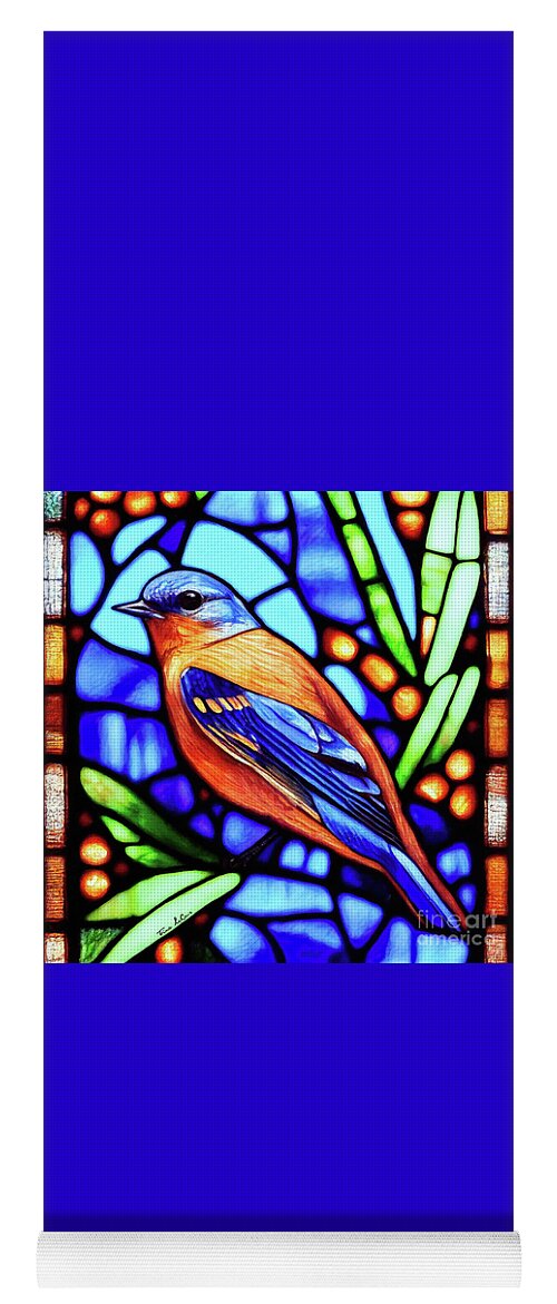 Bluebird Yoga Mat featuring the glass art Stained Glass Bluebird 2 by Tina LeCour