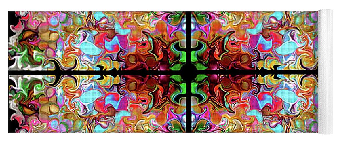 Stained Yoga Mat featuring the digital art Stained Glass Window by Loxi Sibley