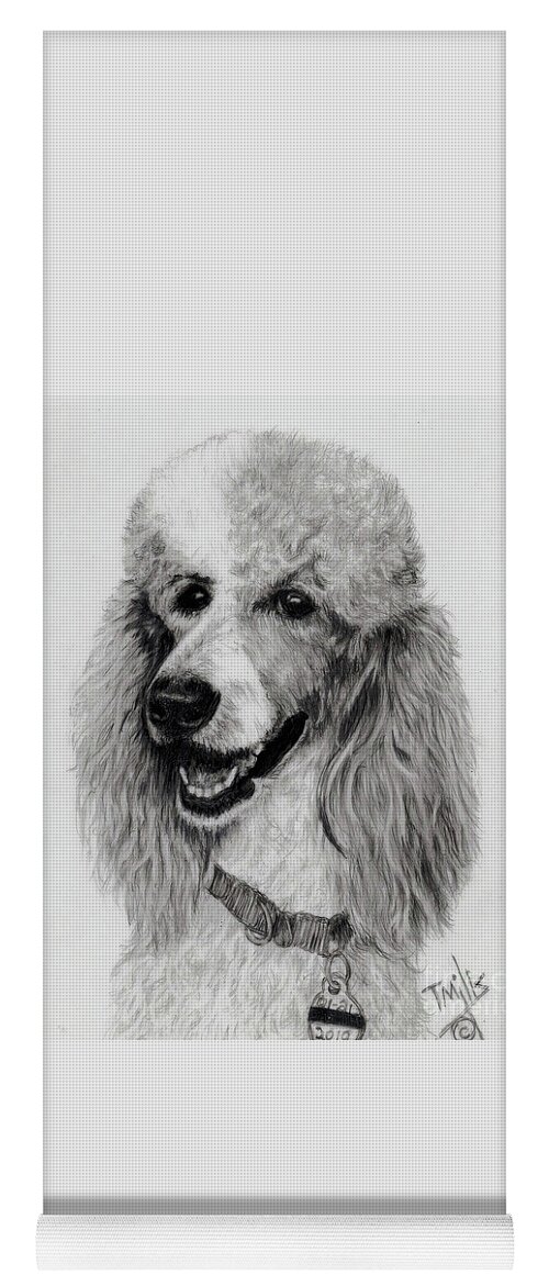 Dog Yoga Mat featuring the drawing Standard Poodle 3 by Terri Mills