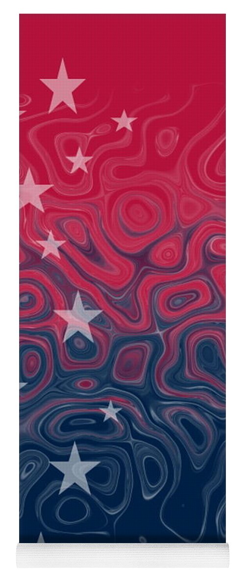 Red Yoga Mat featuring the digital art Star Spangled Shadows by Designs By L