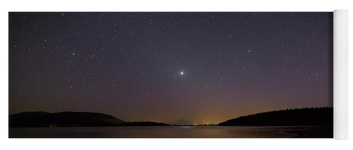 Stars Yoga Mat featuring the photograph Stars over the lake by Loyd Towe Photography