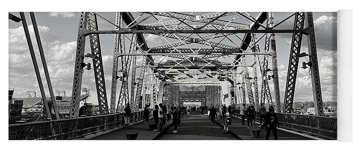 Line Yoga Mat featuring the photograph Steel Lines BW by Lee Darnell