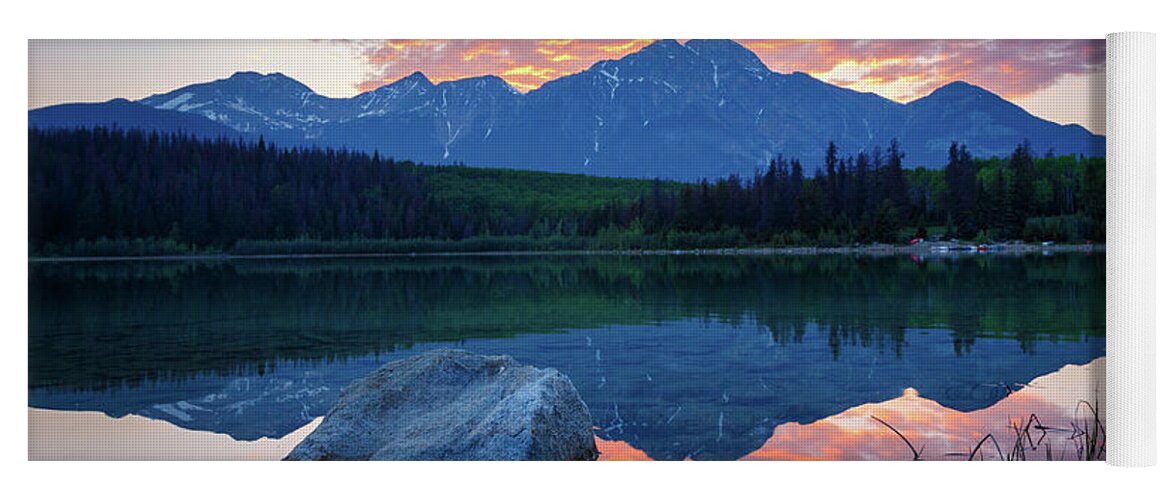 Canada Yoga Mat featuring the photograph Sunset at Patricia Lake, Jasper, Alberta by Rick Deacon
