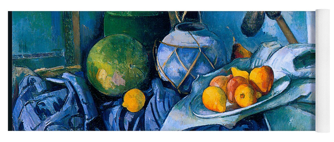 Cezanne Yoga Mat featuring the painting Still Life with a Ginger Jar and Eggplants 1893 by Paul Cezanne