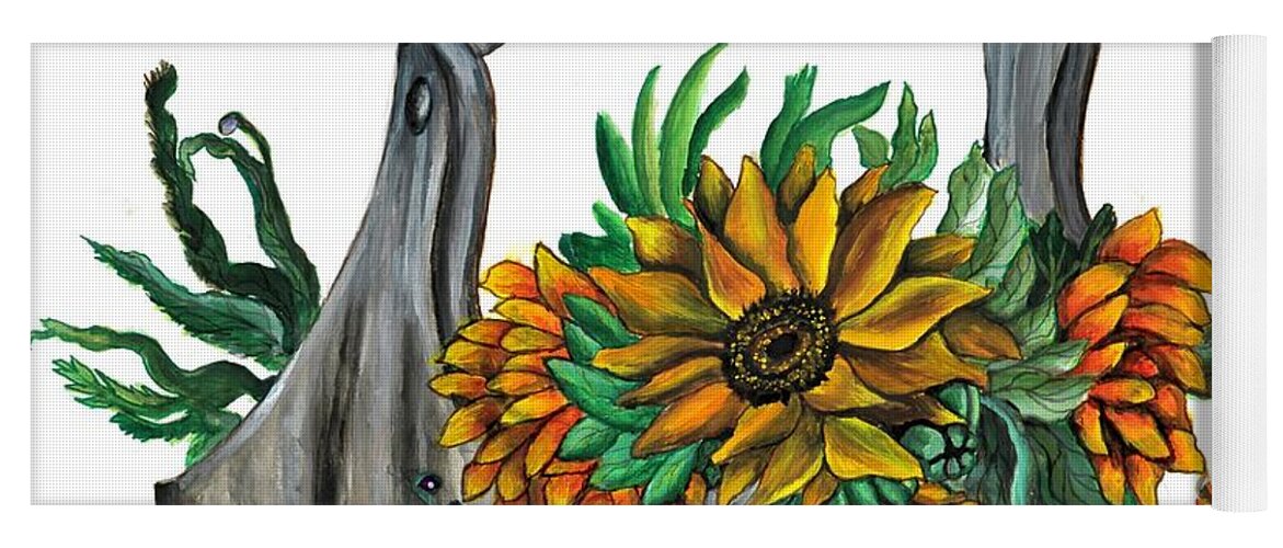 Sunflower Yoga Mat featuring the painting Still-life with sunflower by Tara Krishna