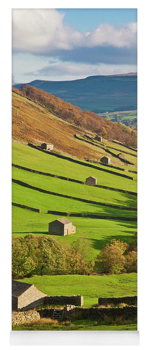 Yorkshire Dales National Park Yoga Mat featuring the photograph Stone barns in Swaledale, Yorkshire Dales, England by Neale And Judith Clark