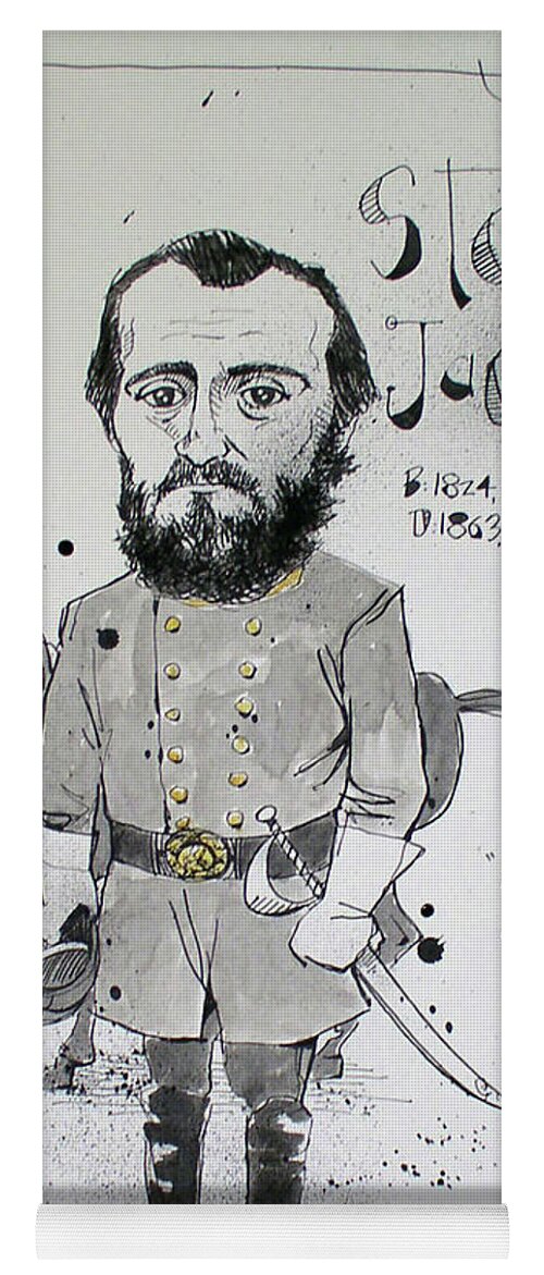  Yoga Mat featuring the drawing Stonewall Jackson by Phil Mckenney
