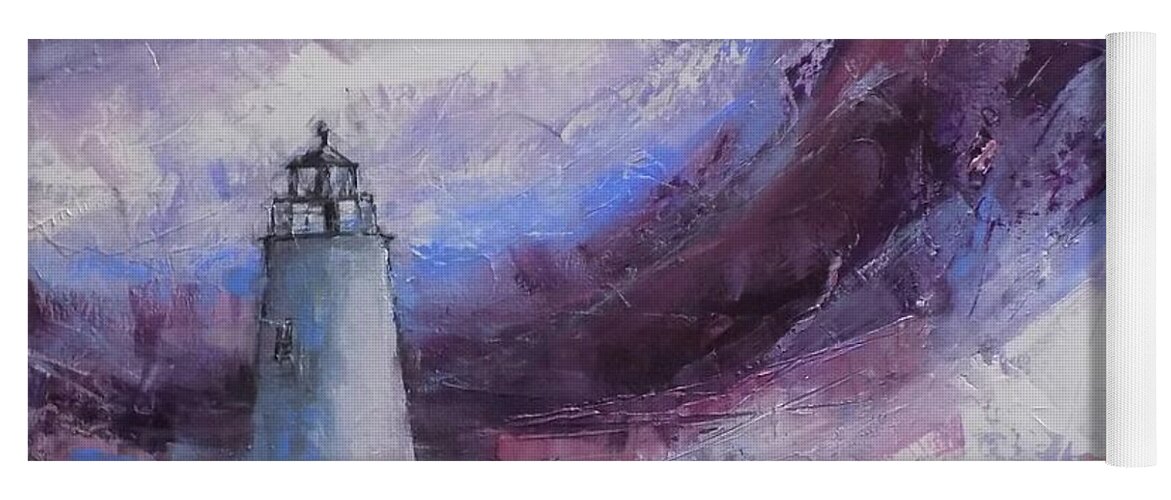 Lighthouse Yoga Mat featuring the painting Stormy by Dan Campbell