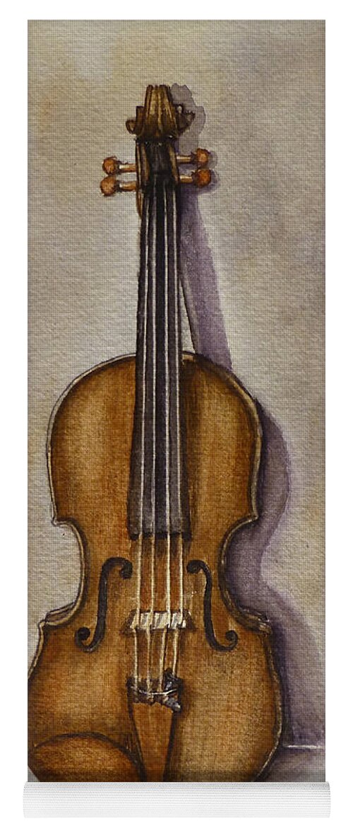 Authentic Stradivarius Yoga Mat featuring the painting Stradivarius Violin by Kelly Mills