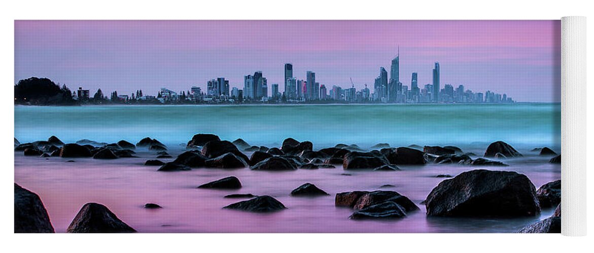 Gold Coast City Skyline Yoga Mat featuring the photograph Strawberry Sunset by Az Jackson