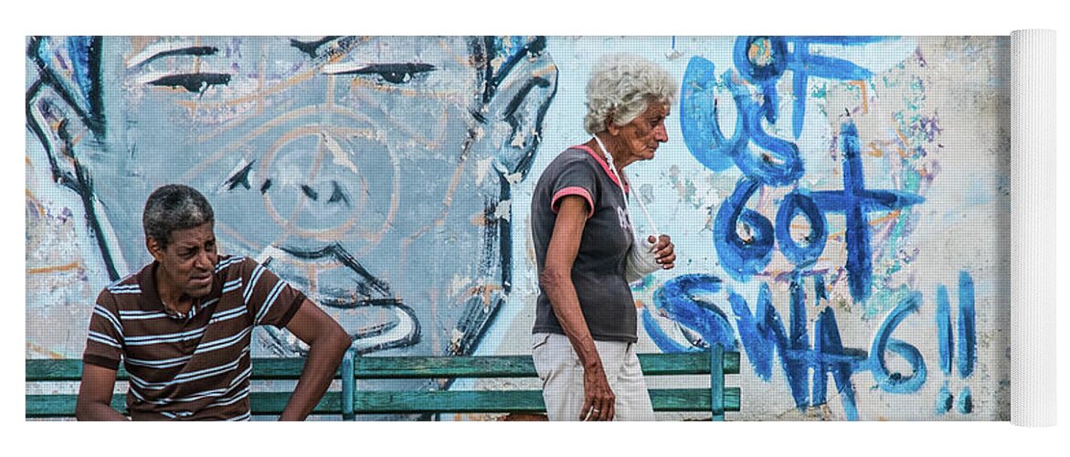 Cuba Yoga Mat featuring the photograph Street life scene. Havana. Cuba. by Lie Yim