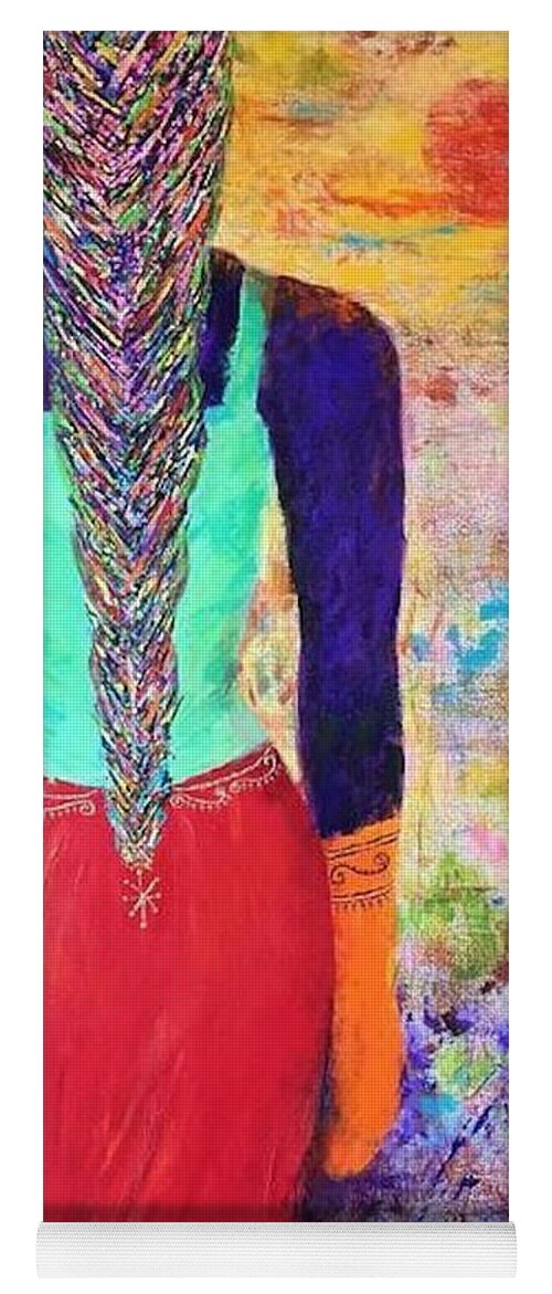 Strength Yoga Mat featuring the painting Strength, Of A Woman - The Future Awaits by Vanaja's Fine-Art