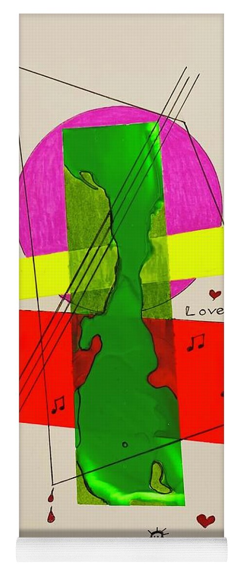  Yoga Mat featuring the mixed media Strings on Green 111415 by Lew Hagood