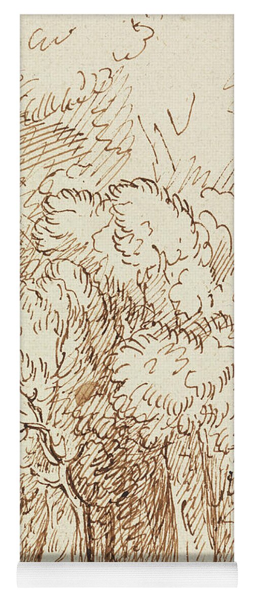 19th Century Painters Yoga Mat featuring the drawing Study of Trees by Benjamin West