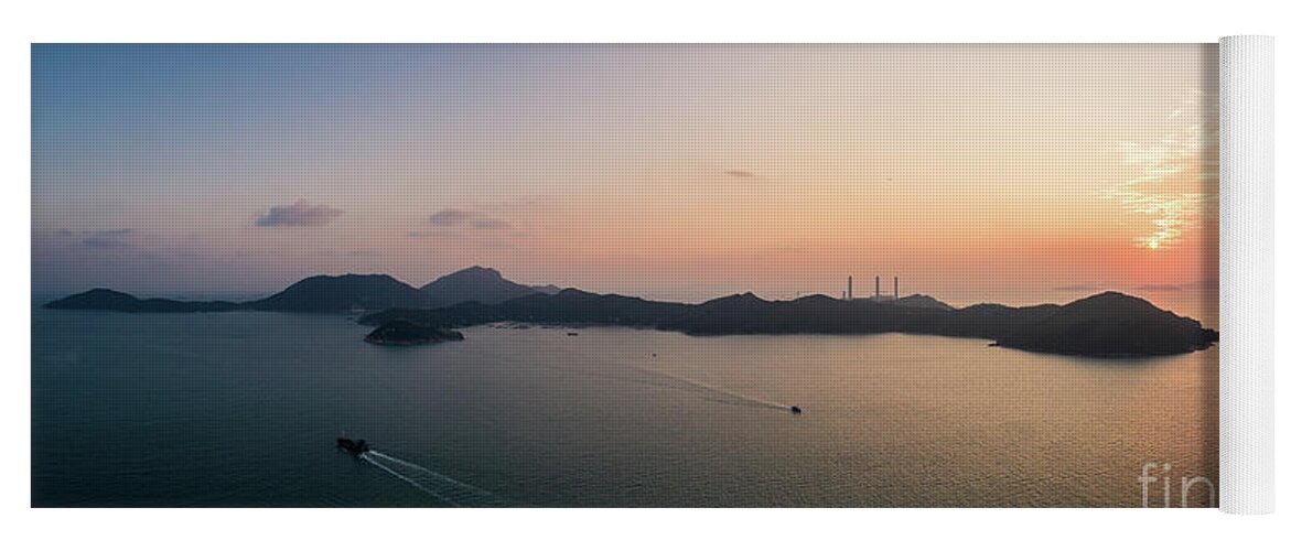 Asia Yoga Mat featuring the photograph Stunning aerial panoramic view of the Lamma island in Hong Kong by Didier Marti