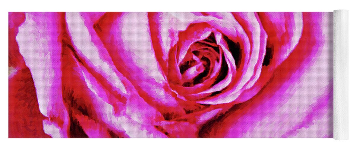 Rose Yoga Mat featuring the digital art Subtle Abstract Rose in Pink by Gaby Ethington