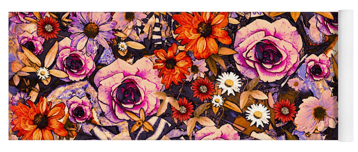 Flowers Yoga Mat featuring the mixed media Summer Garden Treasures by Natalie Holland