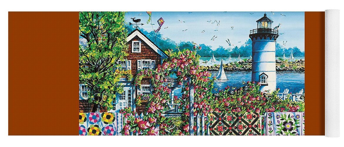 Summer Yoga Mat featuring the painting Summer Rose Harbor by Diane Phalen