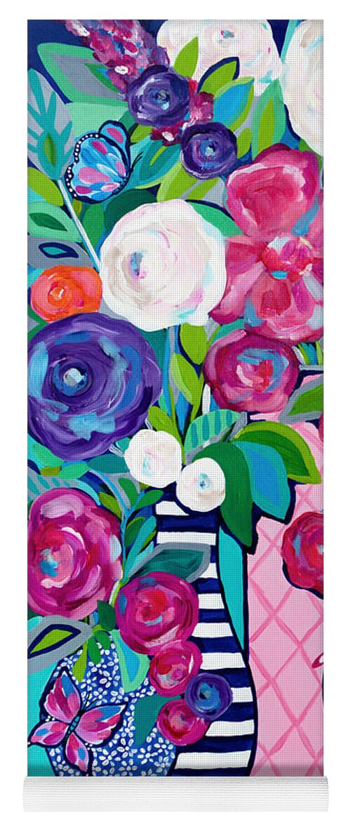 Flowers Yoga Mat featuring the painting Summer Soiree by Beth Ann Scott