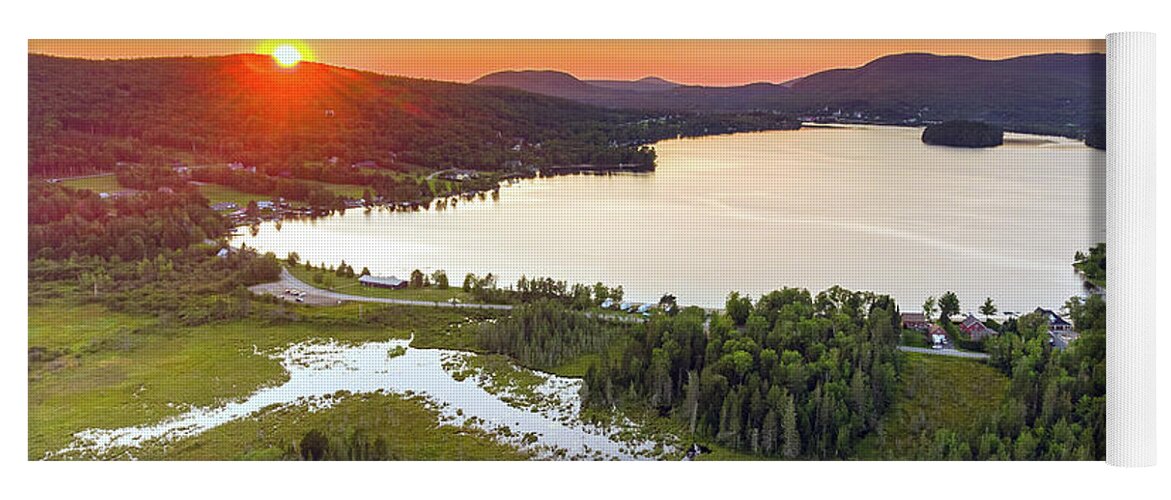 Island Pond Yoga Mat featuring the photograph Summer Sunset Over Island Pond, VT by John Rowe