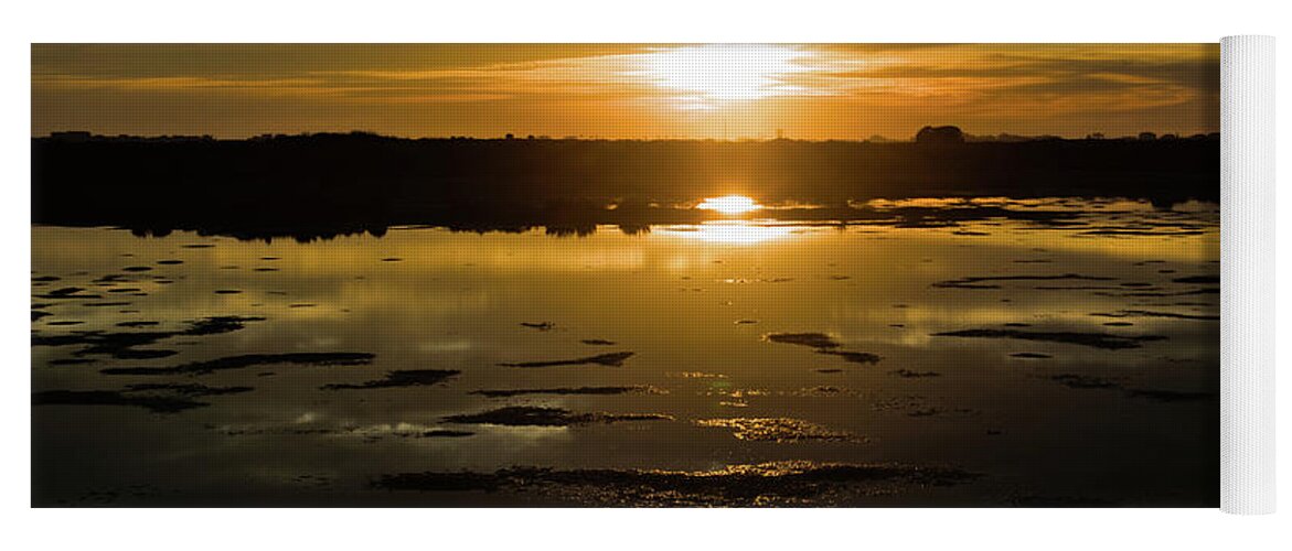 Sunset Yoga Mat featuring the photograph Sun Kiss at the Salt Water Ponds by Angelo DeVal