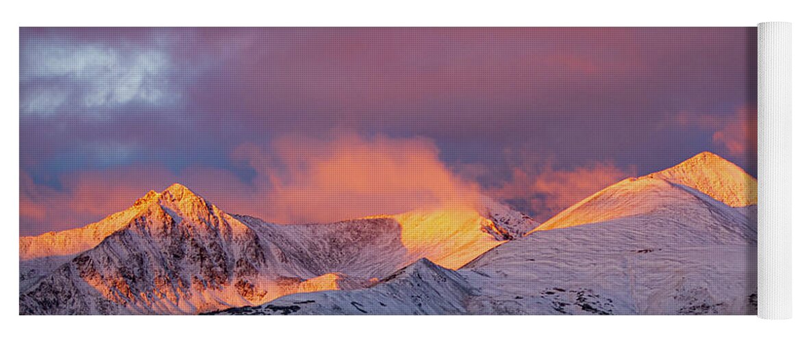 Breckenridge Yoga Mat featuring the photograph Sun Kissed Peaks by Jeff Phillippi