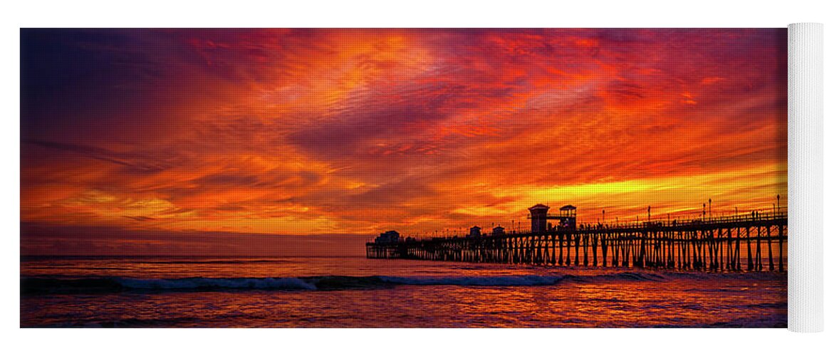 Sunset Yoga Mat featuring the photograph Sunday Sunset at Oceanside Pier by Rich Cruse