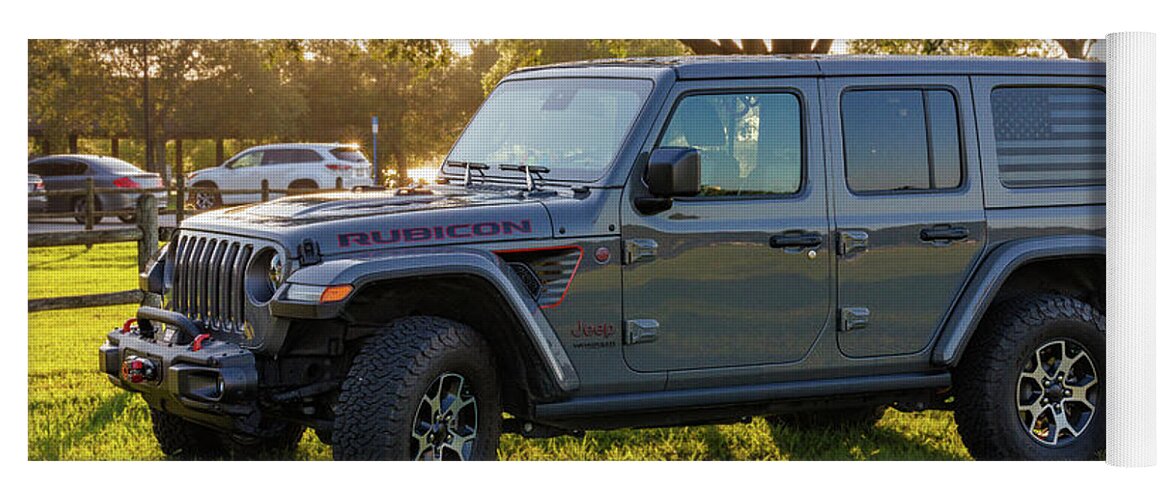 Park Yoga Mat featuring the photograph Sundown Jeep by Les Greenwood