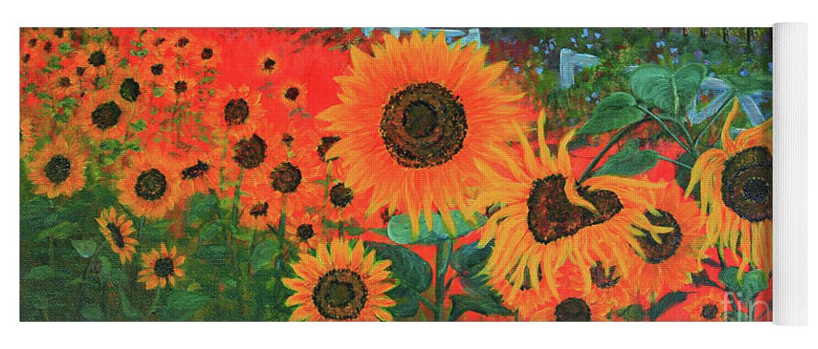 Sunflower Yoga Mat featuring the painting Sunflower Life by Jeanette French