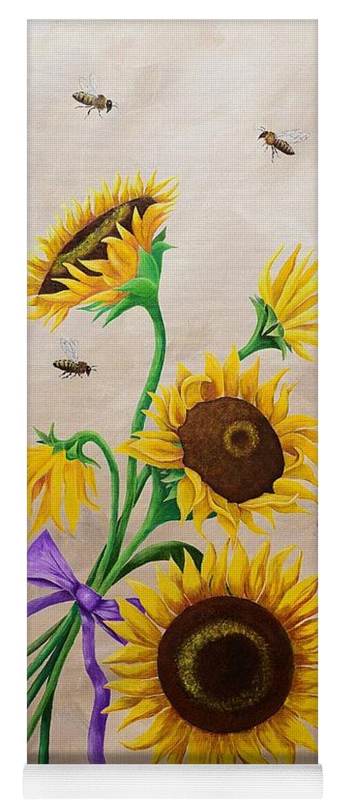 Sunflowers Yoga Mat featuring the painting Sunflowers by Jimmy Chuck Smith