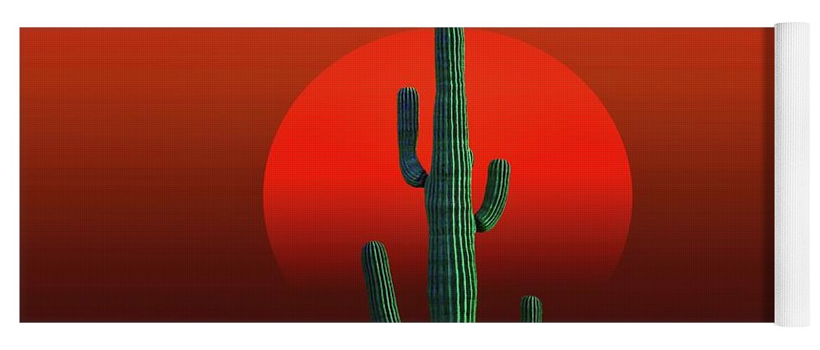 Cactus Yoga Mat featuring the digital art Sunguaro by Norman Brule