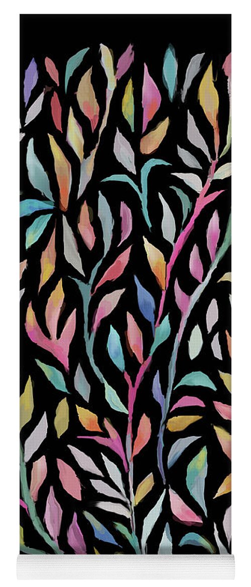 Colorful Abstract Flowers Yoga Mat featuring the painting Sunkissed Flowered Vines by Jean Batzell Fitzgerald