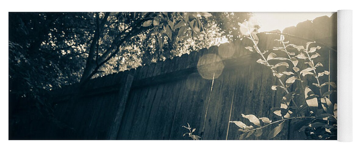Sunshine Yoga Mat featuring the photograph Sunlight Over the Dark Fence by W Craig Photography