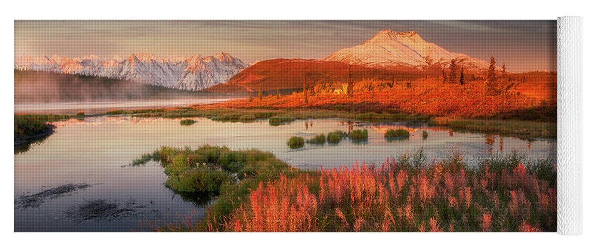 Sunrise Yoga Mat featuring the photograph Sunrise at Alaska by Henry w Liu